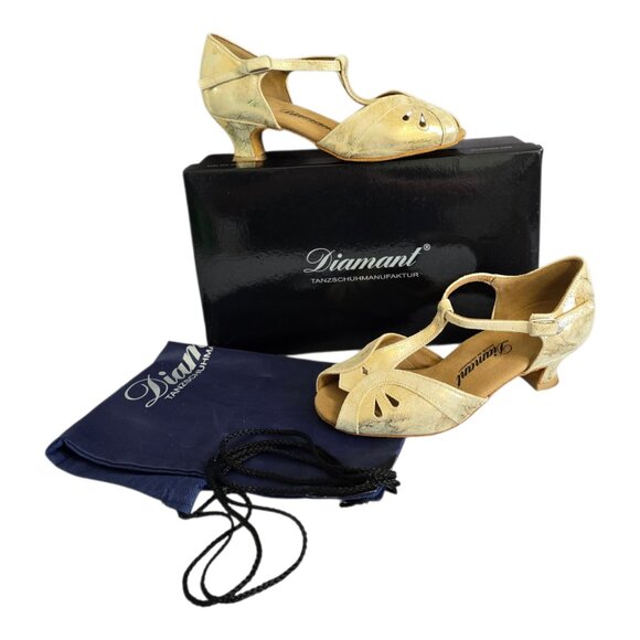 Diamant Tanschuhe 019-011-017 Dance Shoes Spanish 4,2 cm Gold Women Size 5.5 US - Picture 1 of 13